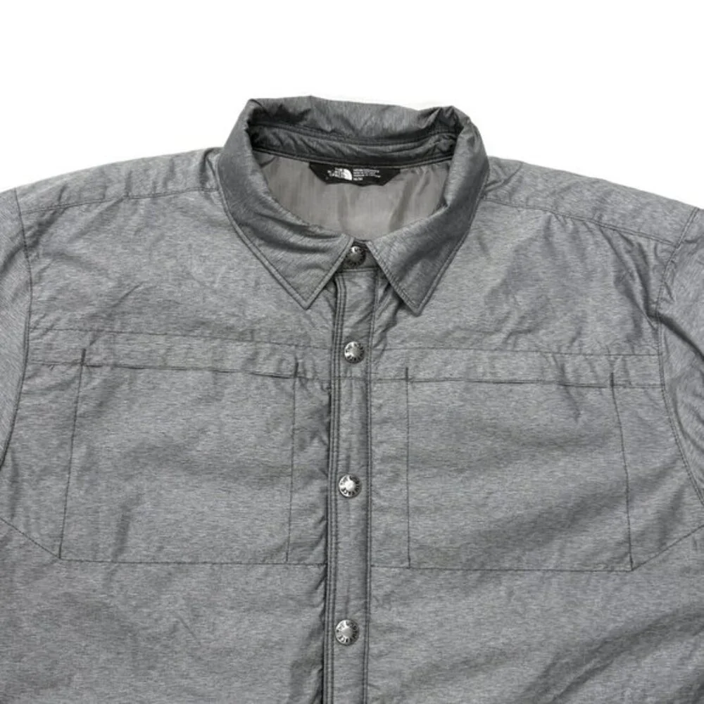 The North Face Lefferts Shacket Shirt Jacket Mens Medium Snap Button Gray Hiking